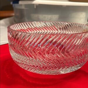 Elegant Clear Glass Bowl with Chevron Pattern